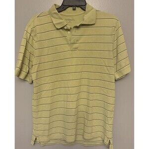 Croft & Barrow Green With Black & White  Thin Stripes Polo  Shirt Size Med